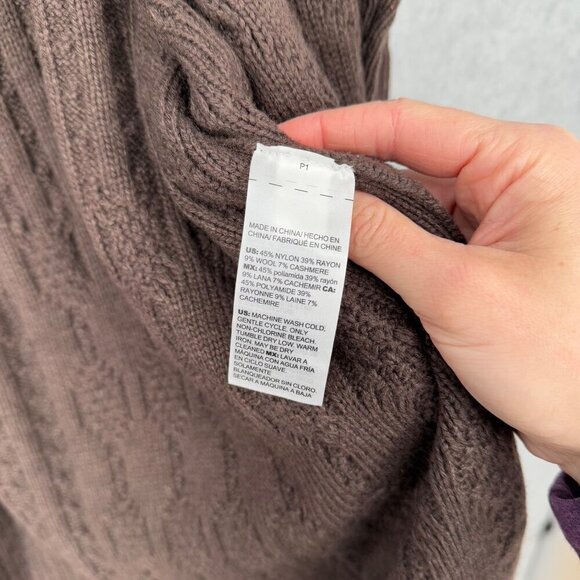 Chicos Cable Knit Open Front Long Line Cardigan Sweater Size 1 Medium Brown NEW - Picture 7 of 12